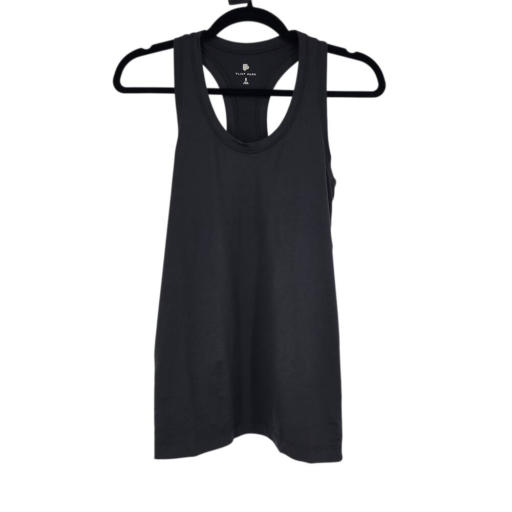 NWOT Flint Park Black Volley Tennis Scoop Neck Wide Strap Racerback Tank Size S